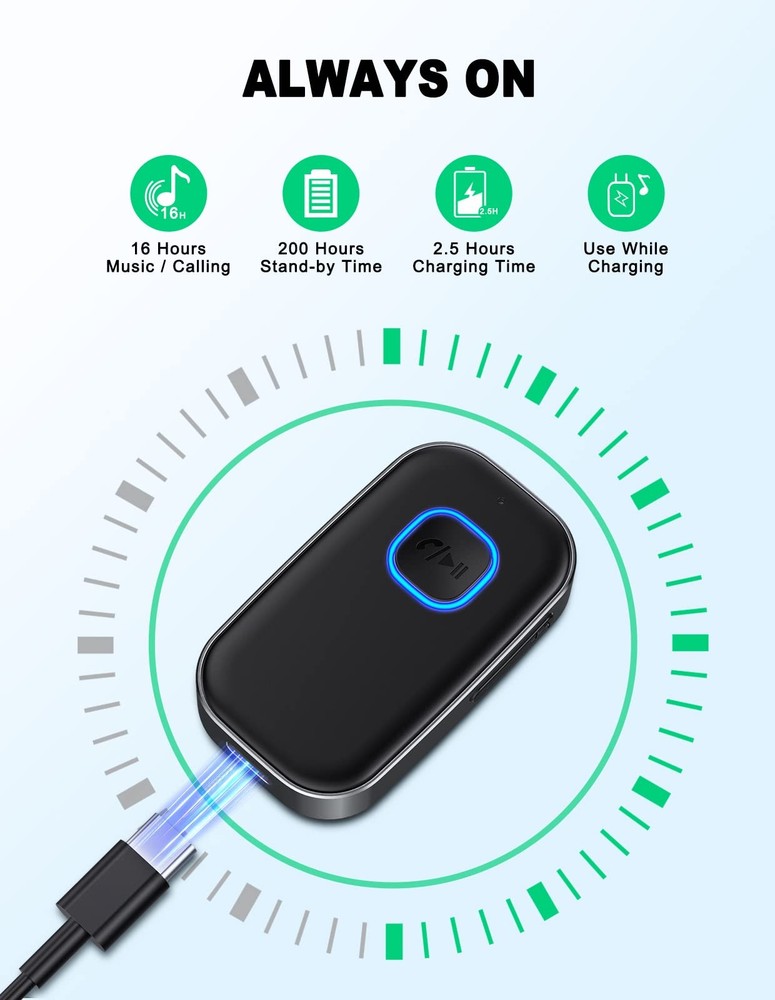 COMSOON Bluetooth AUX Adapter for Car, Noise Reduction Small, All Black