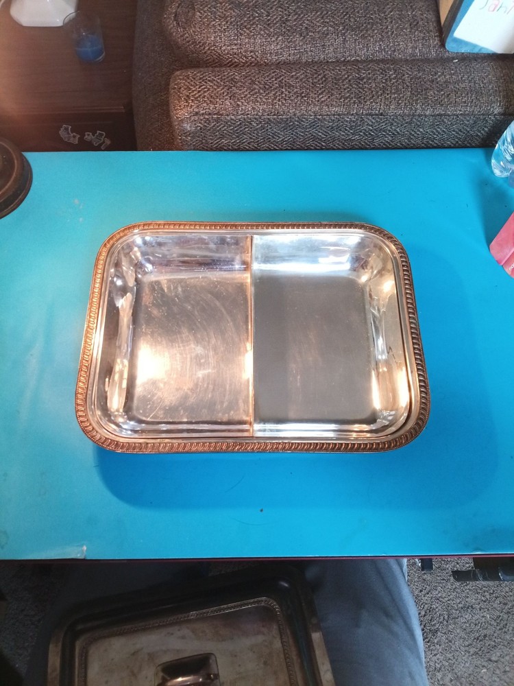 Silver Plate Covered Serving Dish Rectangular Casserole Server