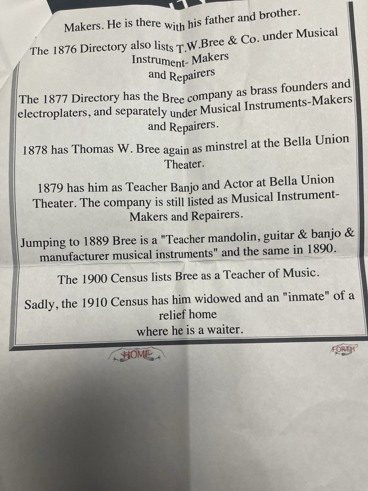 Thos. W. Bree & Co. 4-String Vintage Banjo with Case