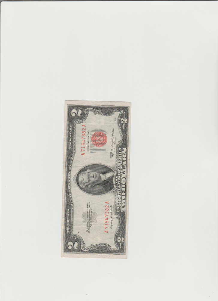 1953-B $2 Red Seal Note in lightly circulated condition.