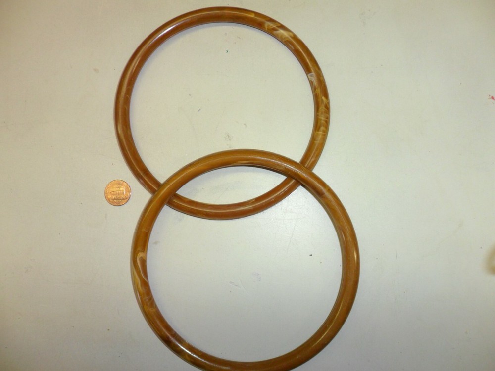 Vintage 6" Light Brown and White Swirls Plastic Ring