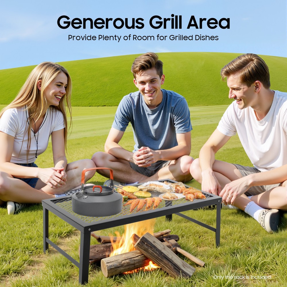 Foldable Portable Camping Grill Fire Pit Grate for Outdoor Cooking