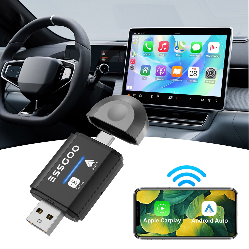 Plug&Play USB Wireless Adapter For Apple CarPlay Android Auto Wireless Dongle US