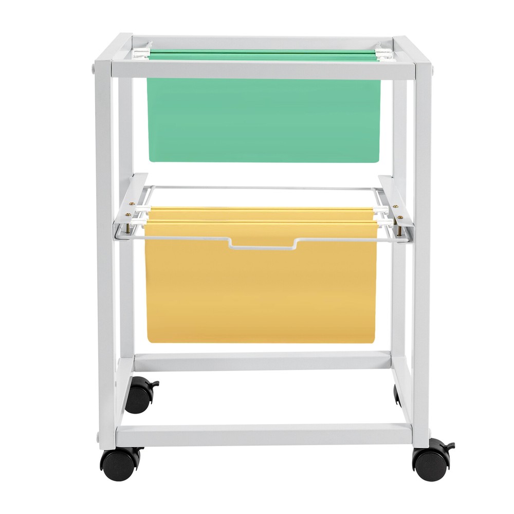 Pull-out Movable File Carts Rolling Folder Carts 2 Tiers Hanging Files W/ Wheels