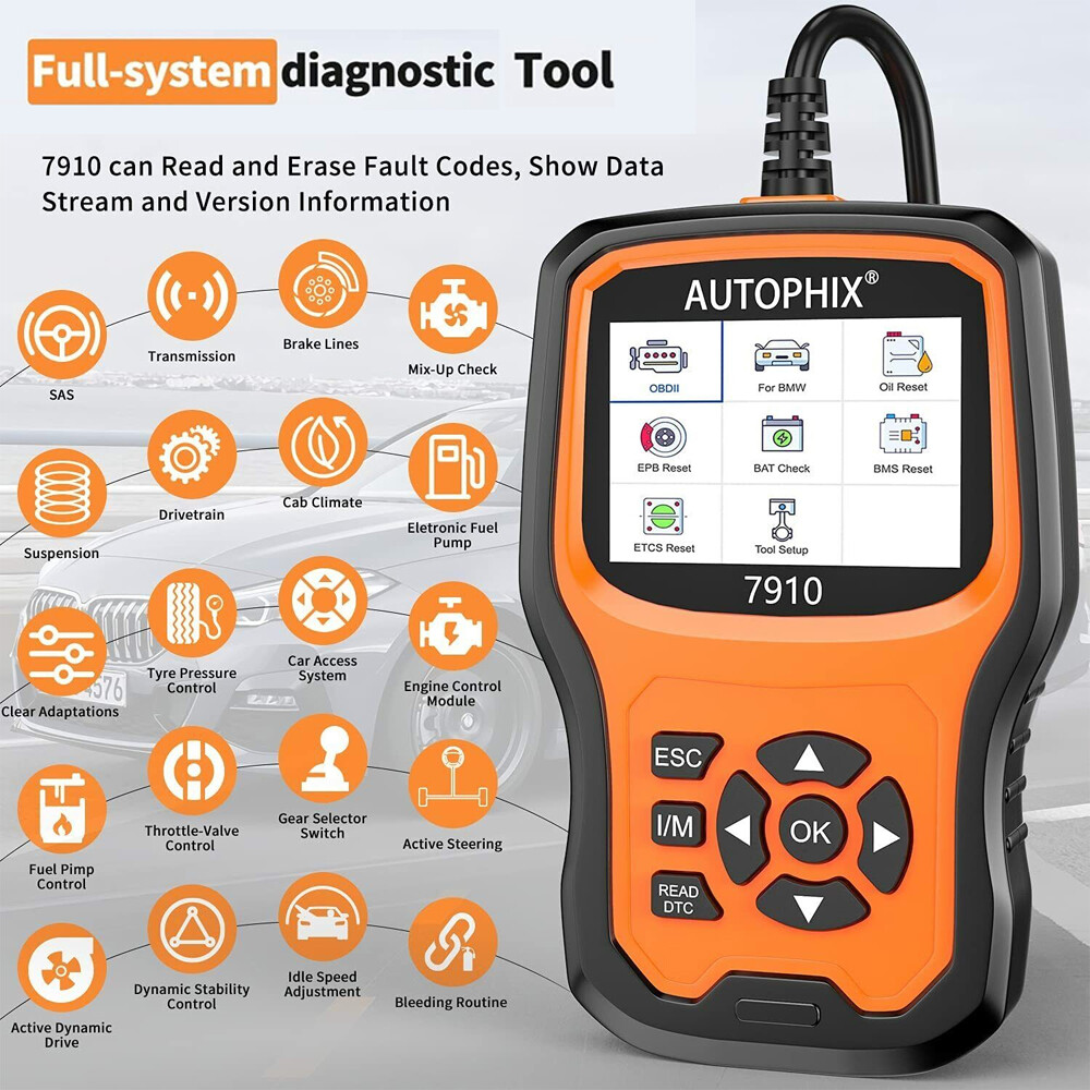 7910 OBD2 Scanner Code Reader Check Engine Fault Scan ABS SRS Diagnostic Tool