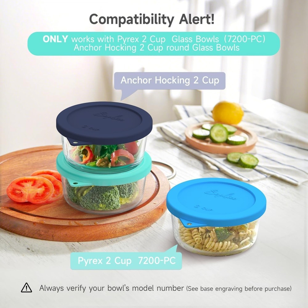 6-Pack 2 Cup Round Silicone Storage Lids - Leak-Proof, Dishwasher Safe Design