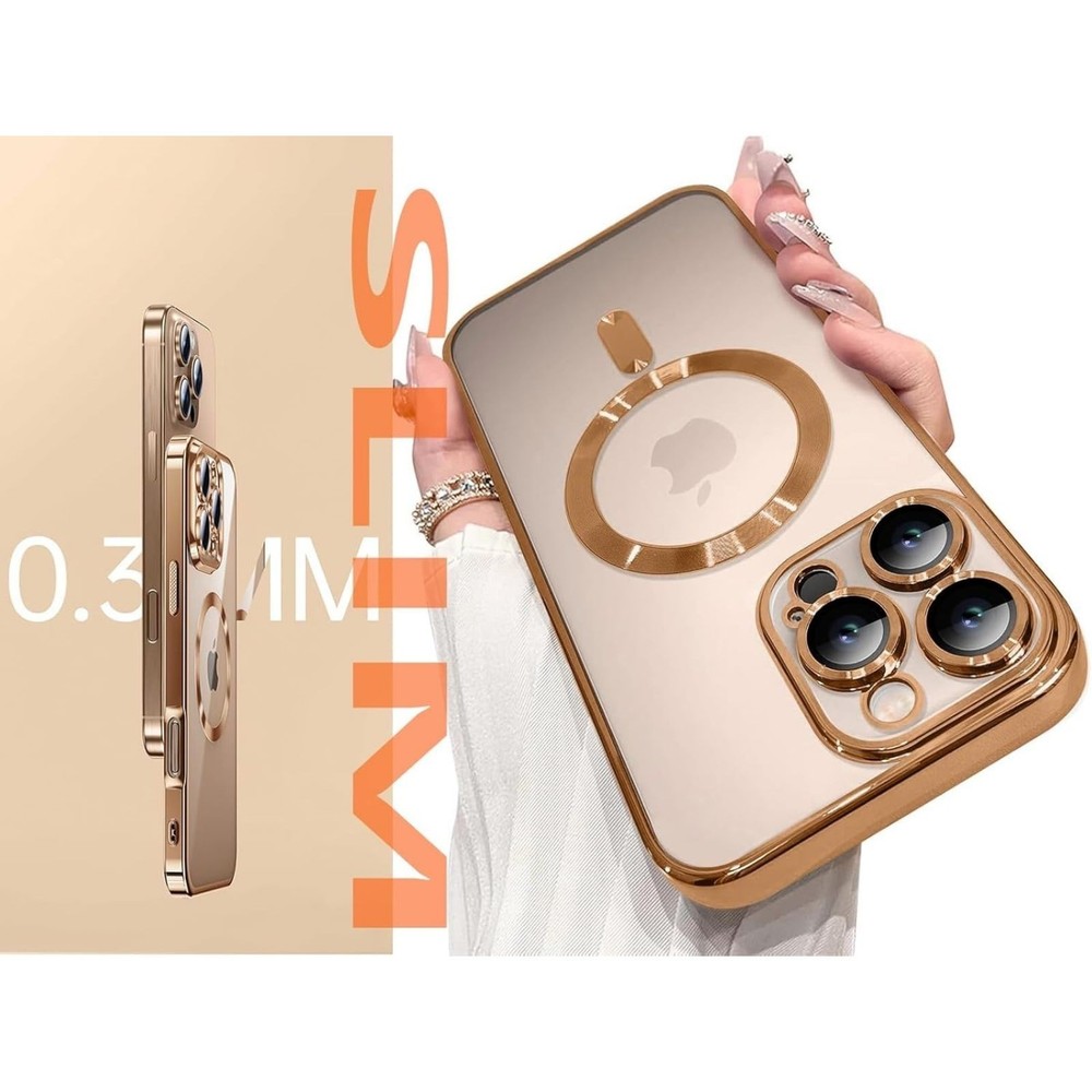 iPhone 14 Pro Max Case with Privacy Screen Protector & Full Camera Cover, Gold
