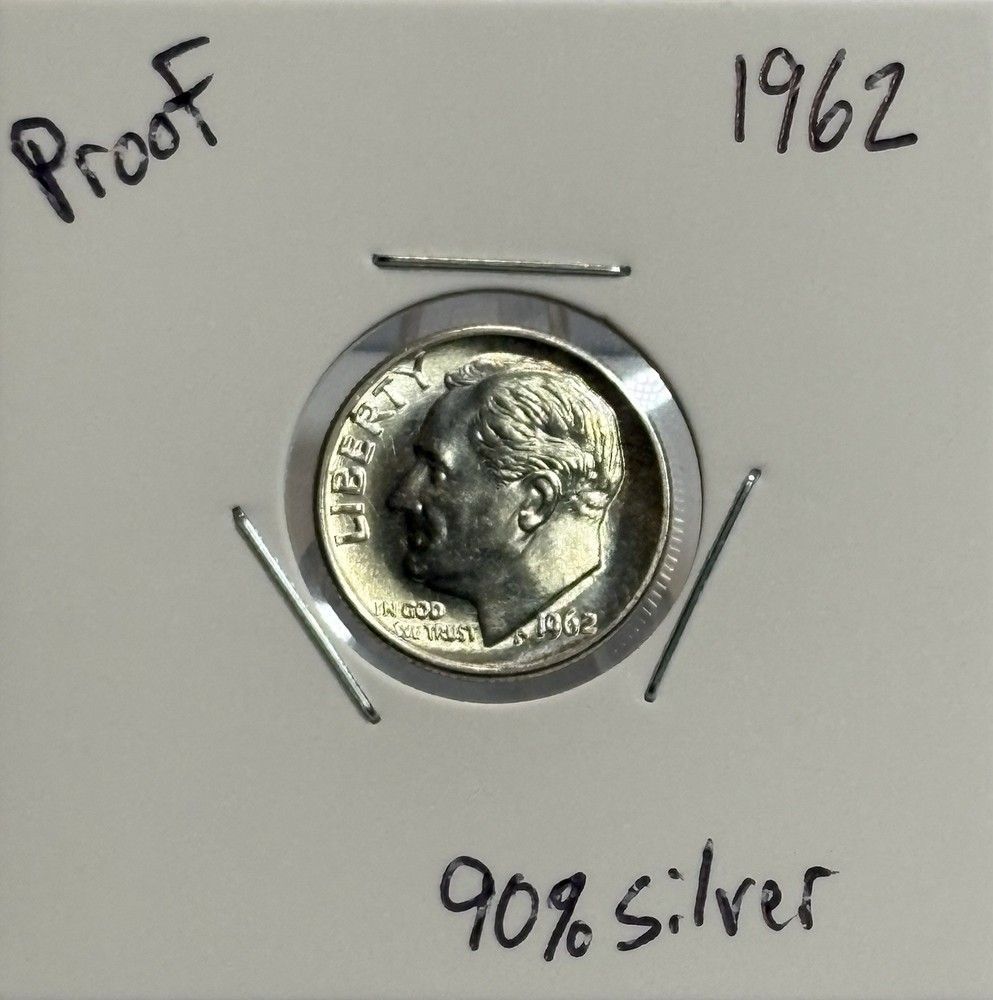 1962 Proof Roosevelt Dime, 90% Silver, Extremely Low Mintage, Very Nice! 🔥🔥