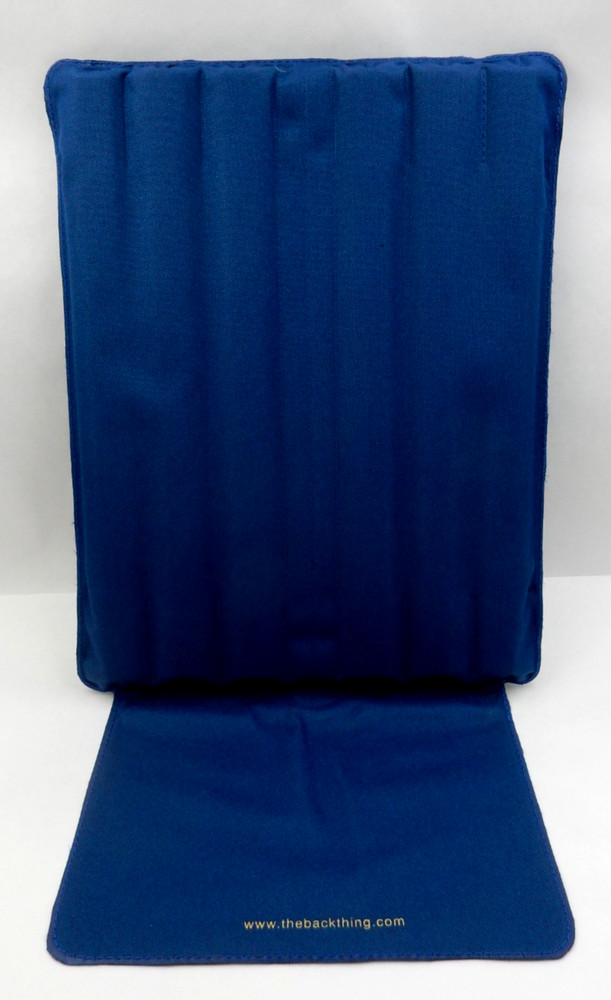 NEW BACK THING SPINAL SUPPORT CUSHION, HOME & TRAVEL VERSION, BLUE