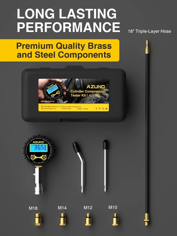 Digital Compression Gauge 200 PSI for Petrol Engine Cylinder Testing