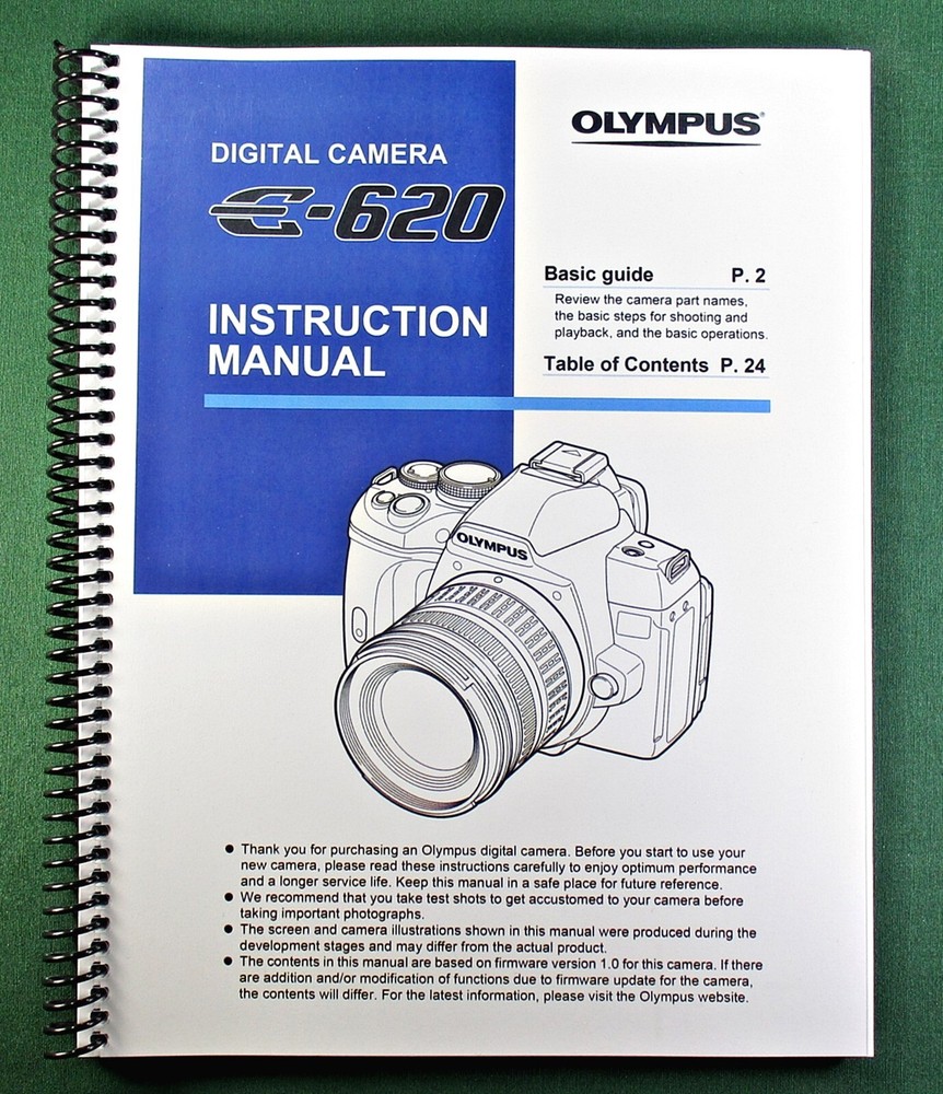 Olympus E-620 Instruction Manual: 156 Pages & Protective Covers!