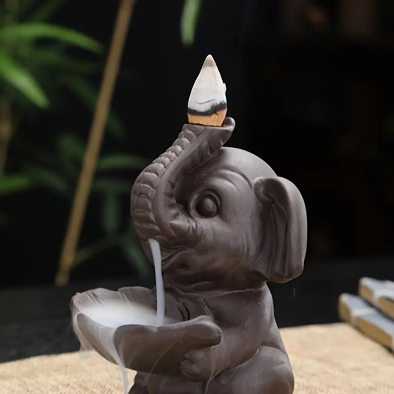 Resin Elephant Reverse Flow Incense Burner - New