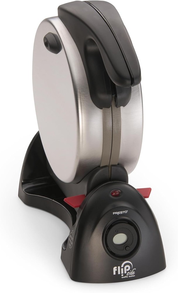Compact Black Belgian Waffle Maker with Easy-Clean Ceramic Surface - 1100W Power