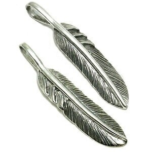 Thin Feather 925 Silver Pendant Top (No Chain)