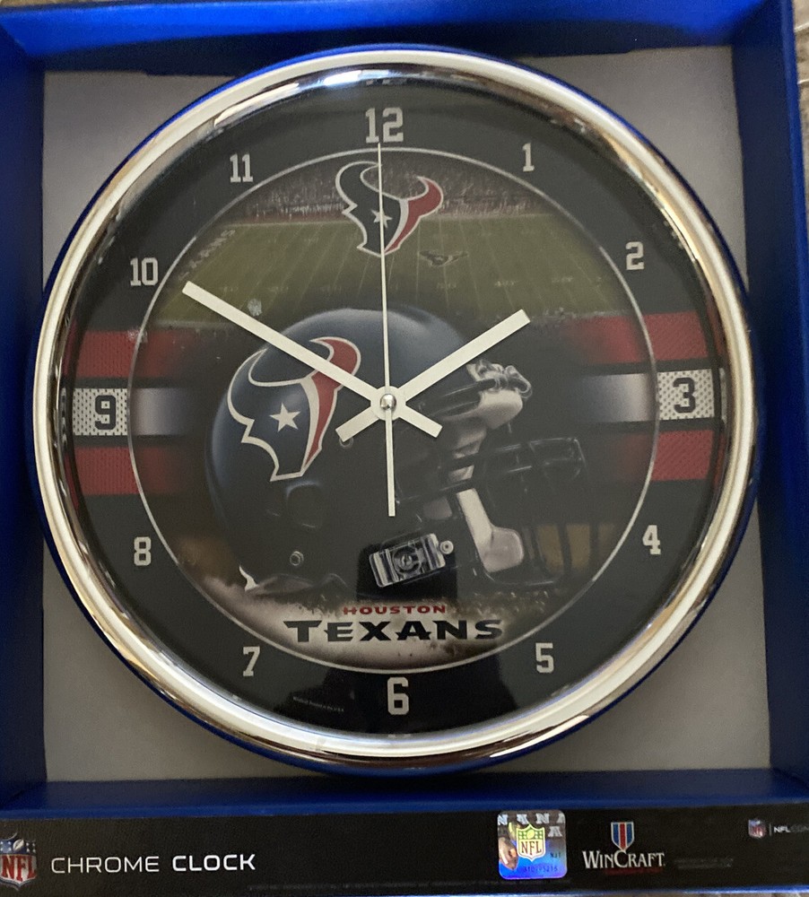 Houston Texans Round Chrome Wall Clock