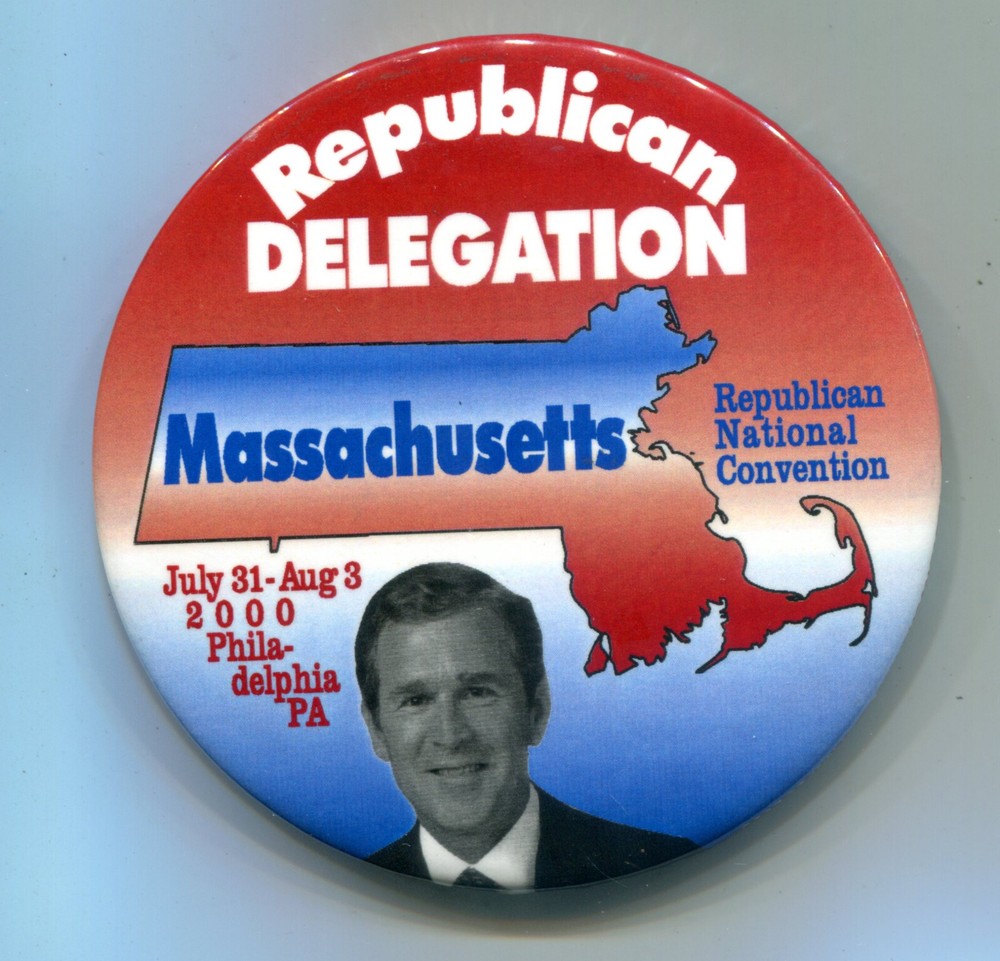 Massachusetts Republican Delegation, 2000 RNC, Bush Pinback Button