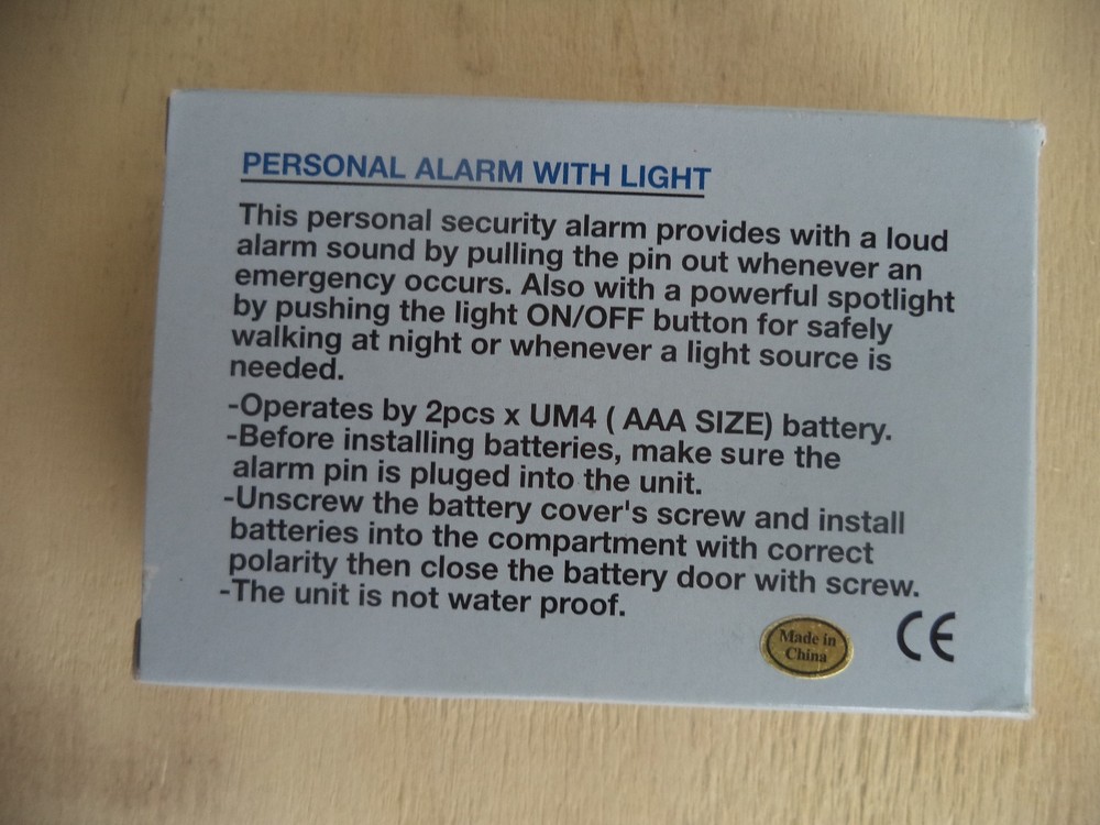 Personal Alarm with Light.