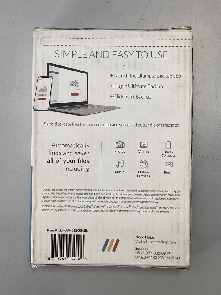 Ultimate Backup Max Multi-Port 512GB Storage Device with Antivirus & AI- Silver