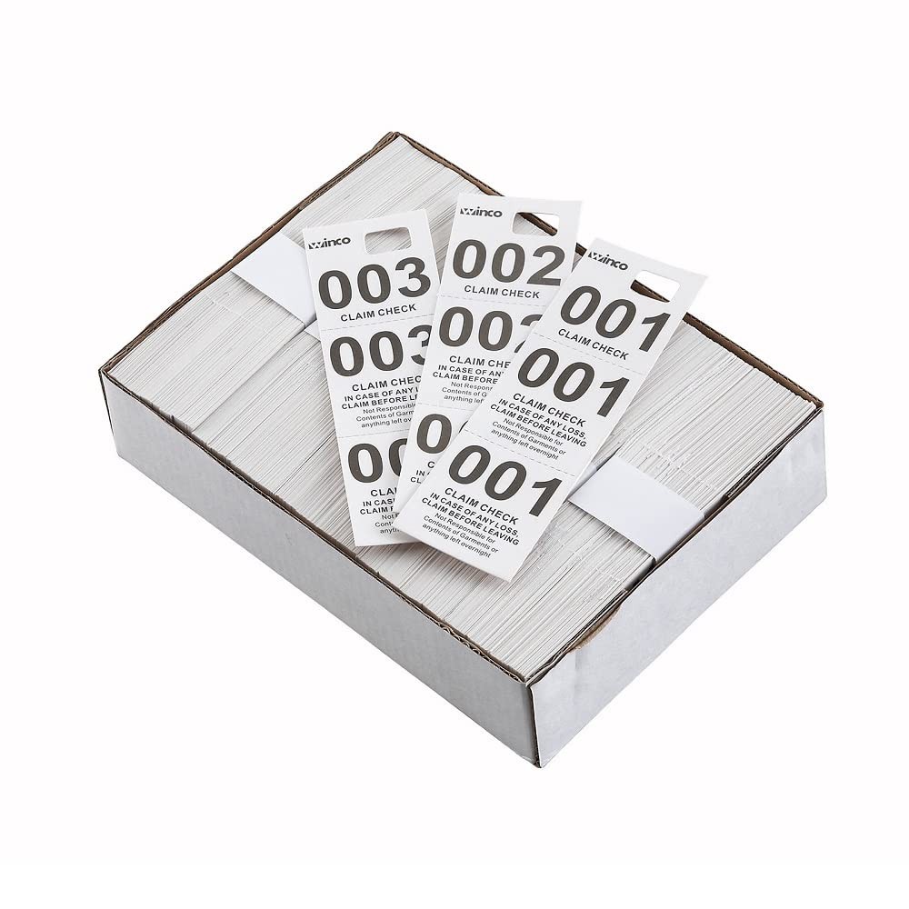 Winco Coat Checks, White, 500 Per Box, Medium Medium, White