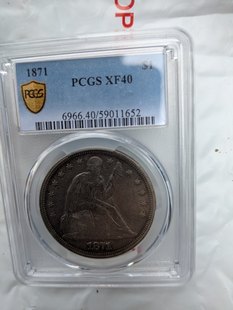 1871 Seated Liberty Dollar $1 PCGS XF40 (Code 666)