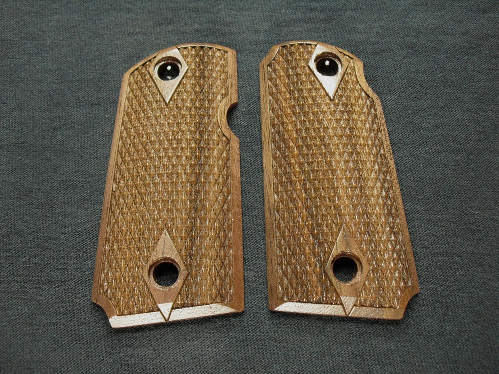Walnut Double Diamond Kimber Micro 9 Grips Checkered Engraved Textured