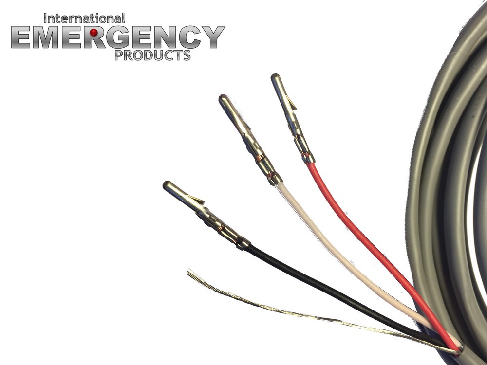 25' ft Strobe Cable 3 Wire Power Supply Shielded for Whelen Federal Signal Code3