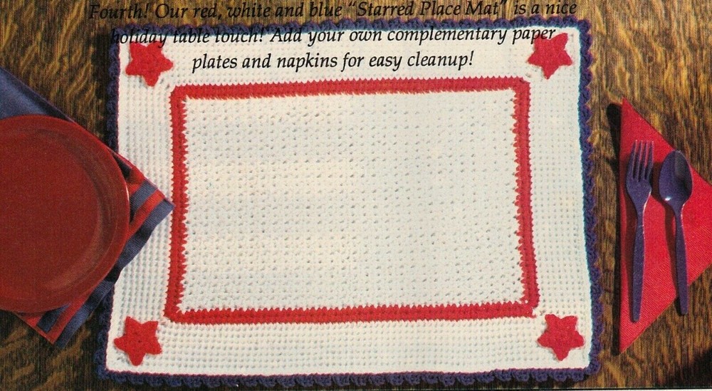 PAATRIOTIC Starred Placemat/Crochet Pattern INSTRUCTIONS ONLY