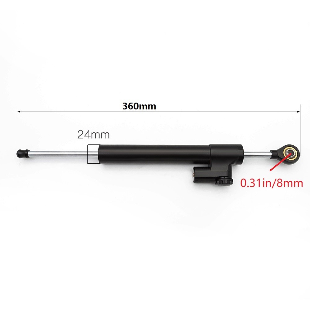 CNC 360mm Longer Steering Damper Stabilizer Linear Reversed Universal Black 1PCS
