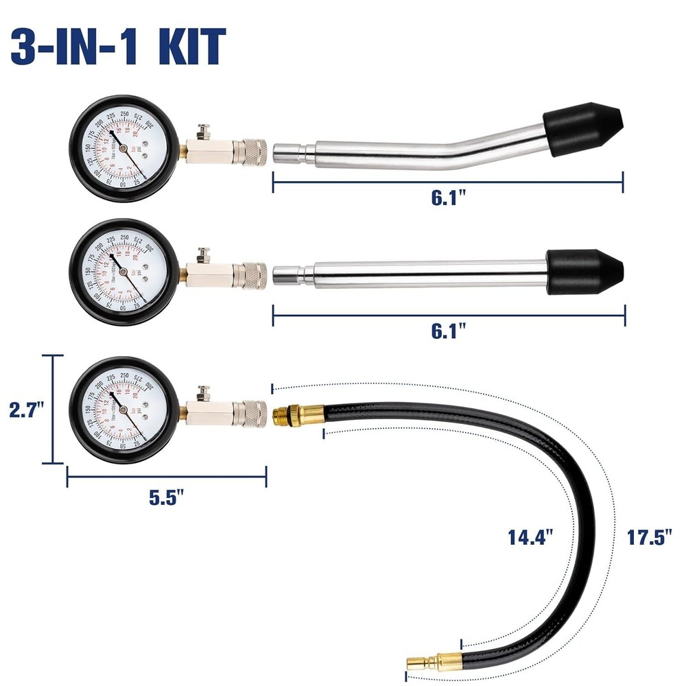 Comprehensive Engine Compression Tester Kit - Includes Storage Box & Accessories