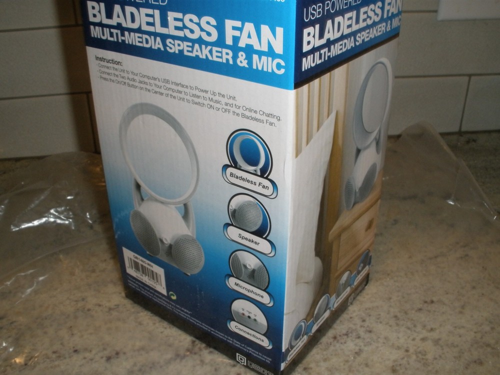 USB POWERED BLADELESS FAN MULTI MEDIA SPEAKER & MIC WORKS