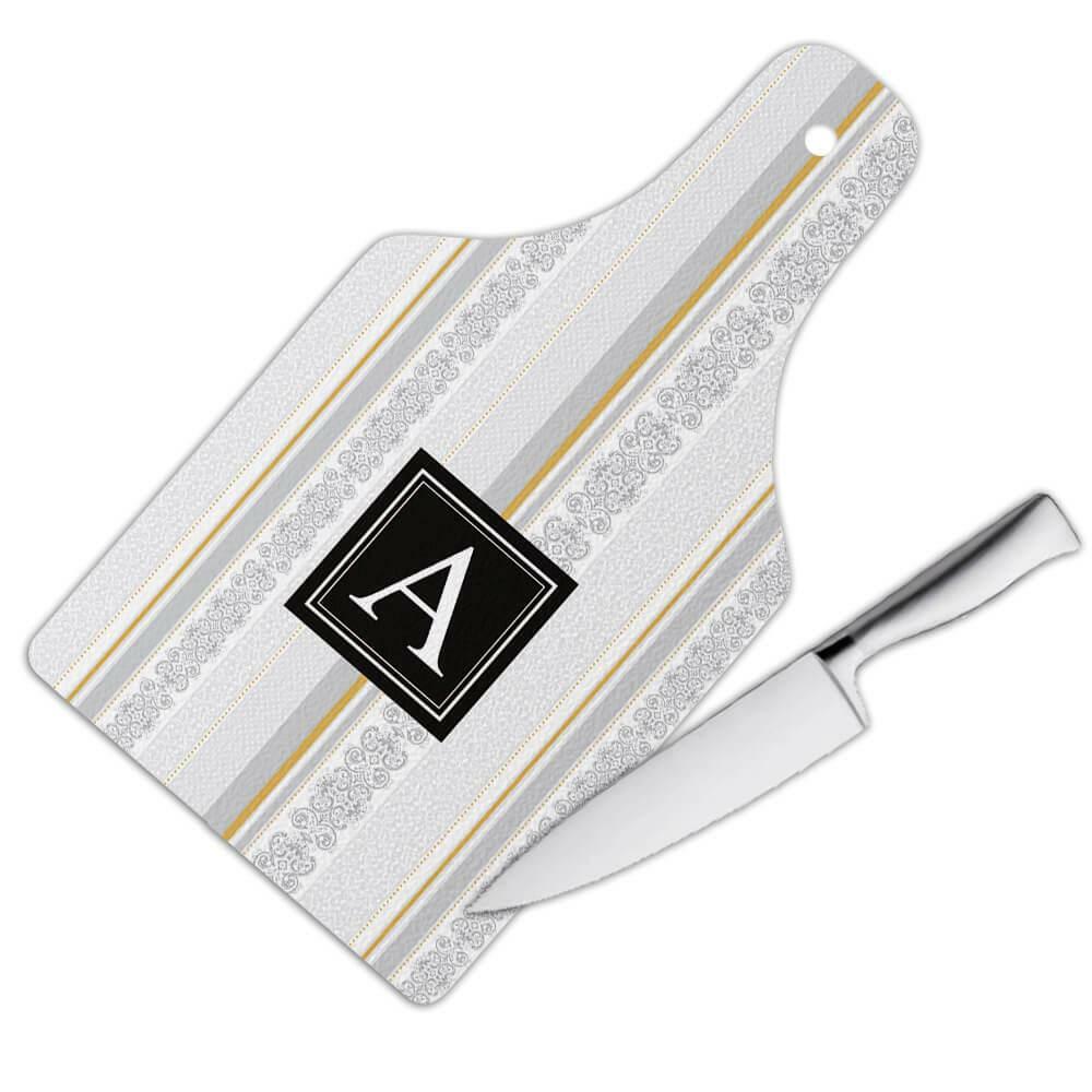 Gift Cutting Board : Seamless Grey Damask Pattern Abstract Wedding Stripes