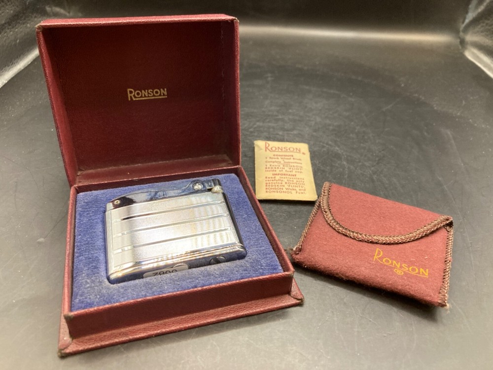 Vintage Ronson Chrome "Adonis" Pocket Lighter in Original Box