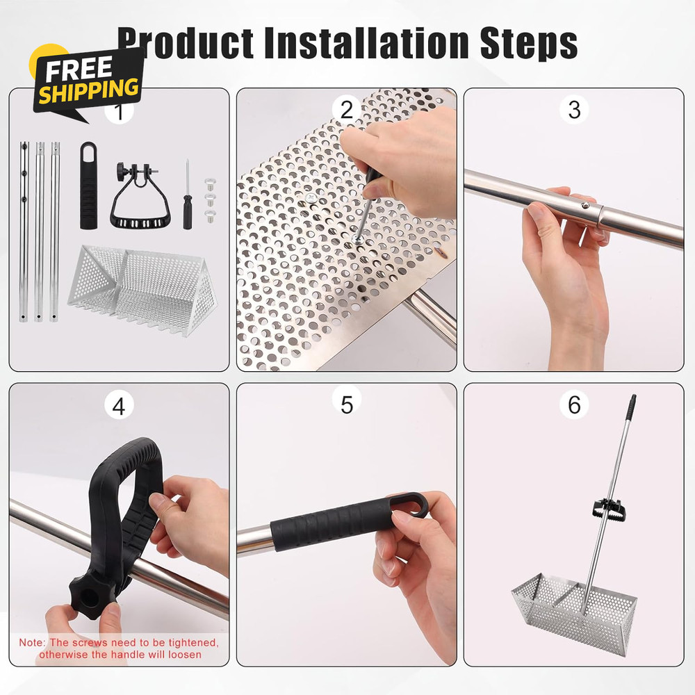 Sand Flea Rake, Durable Rake for Beach Easy to Install Sharp Teeth Wide