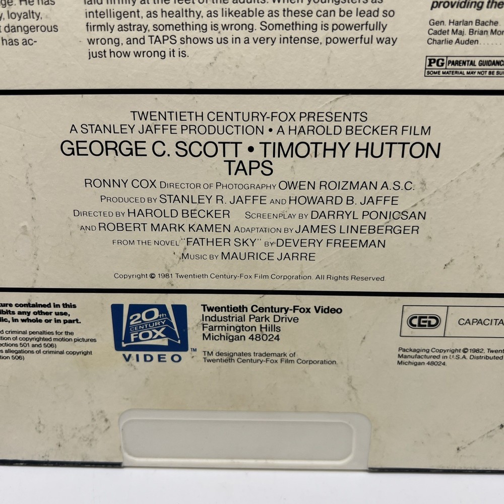 TAPS RCA Selectavision CED Videodisc