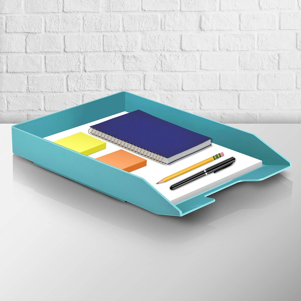 Stackable Letter Tray Front Load, Letter Size, Plastic, Solid Green Color, 1 ...