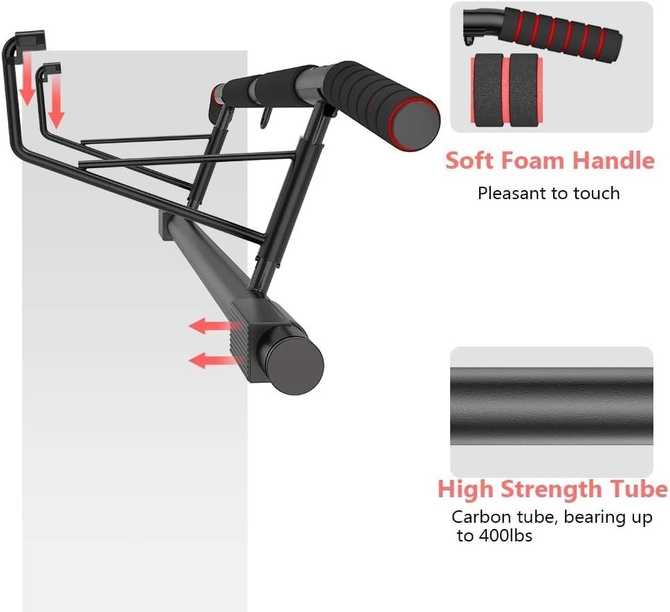 Space-Saving Folding Pull Up Bar with Adjustable Angled Grip - 2024 Upgrade