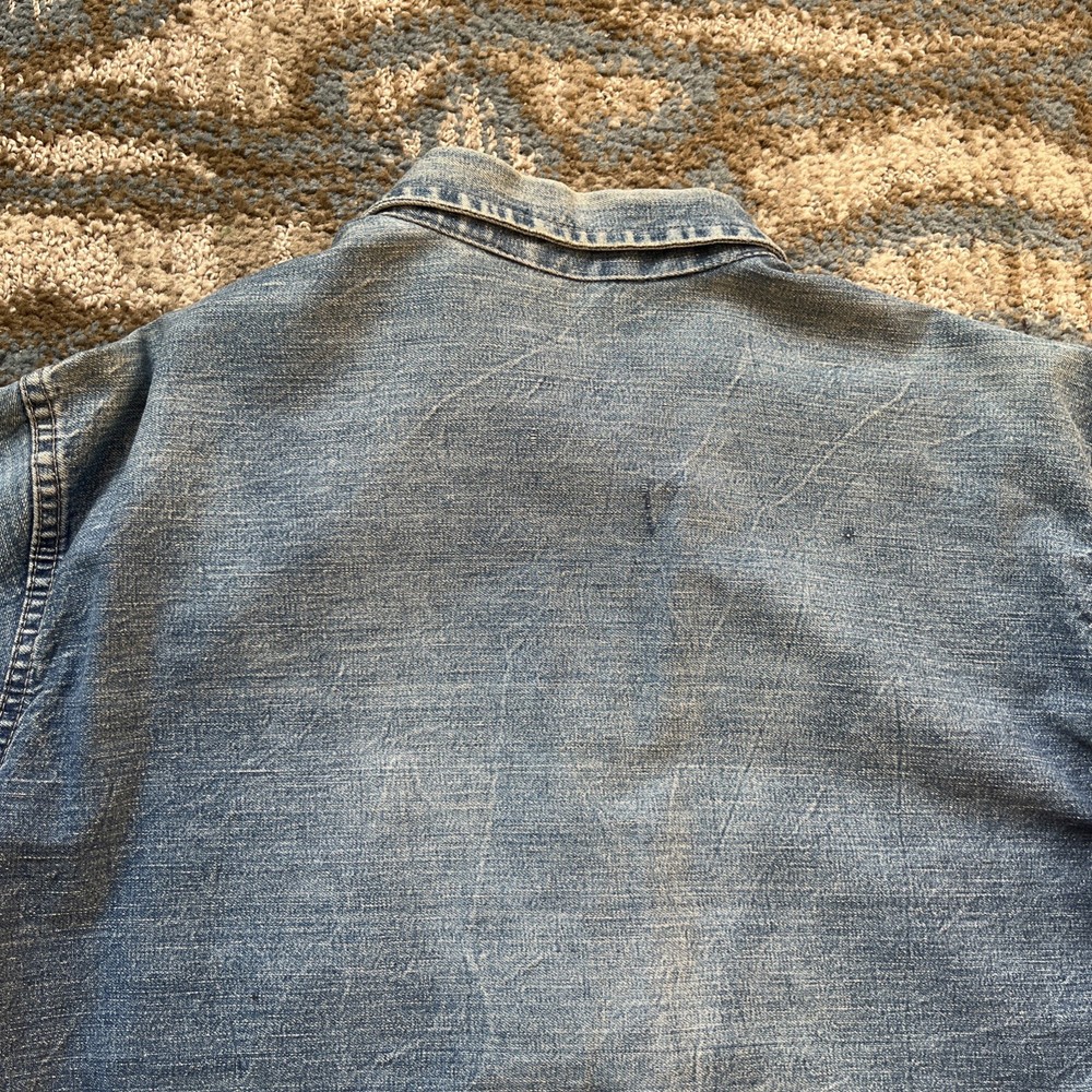 Vintage WW2 US Military Denim Smock Lightweight Pullover Jacket- Medium 1940's