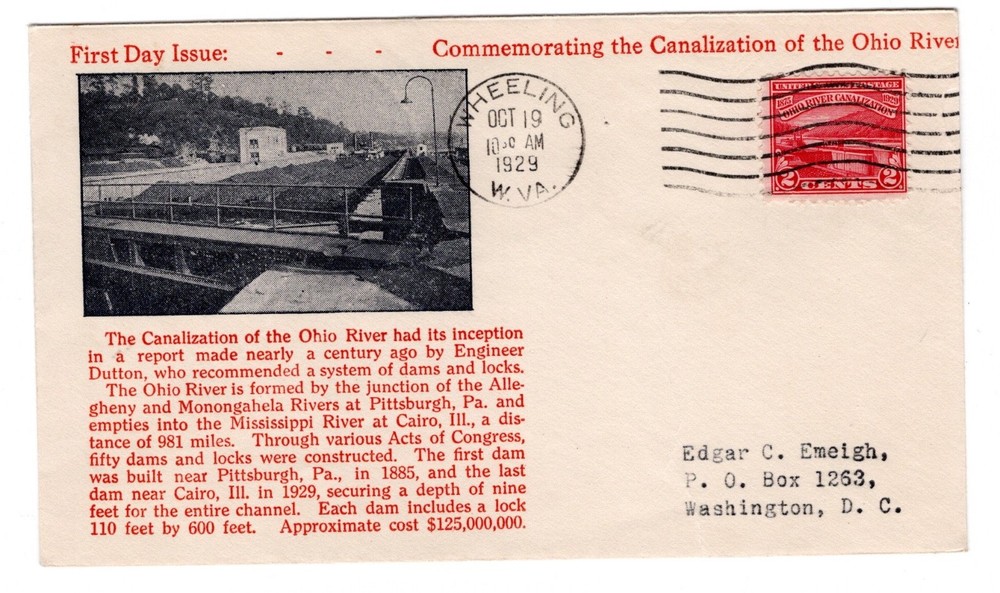 #681 Ohio River 1929 FDC - #18A Gorham Wheeling WV