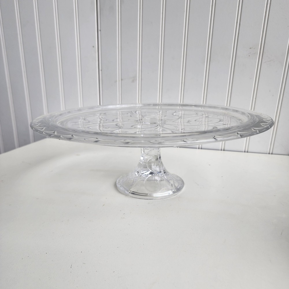 Gorgeous Goods Footed Cake Plate, 11" Clear Crystal Cake Server