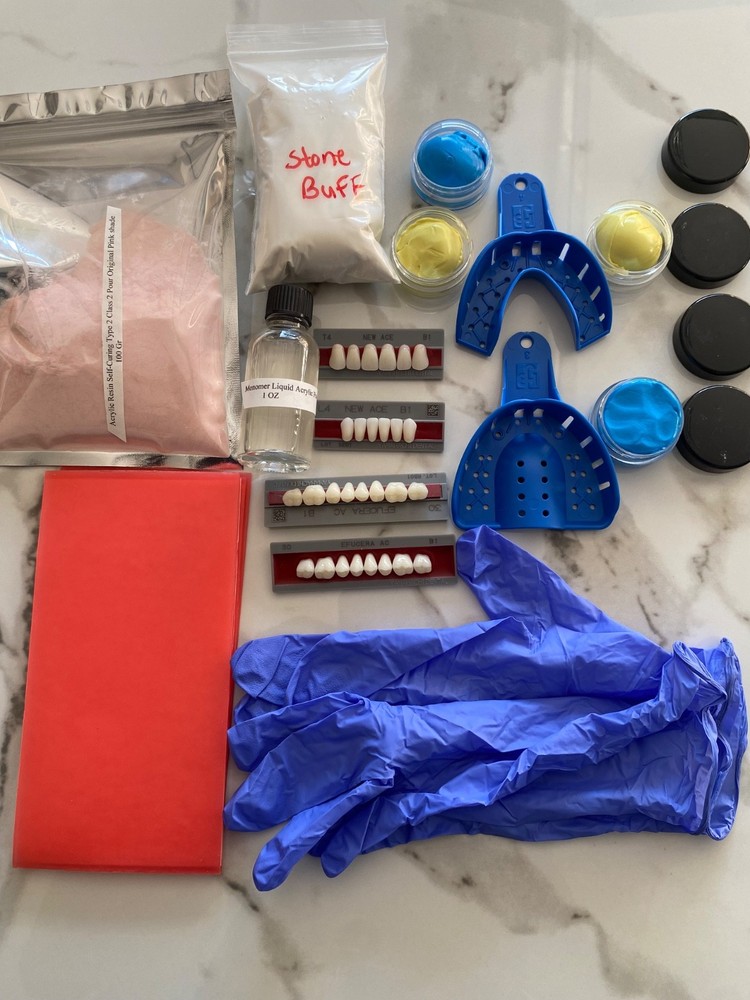 DIY DENTURE KIT Complete Custom Dentures Temporary Teeth Tooth FULL /PARTIAL.
