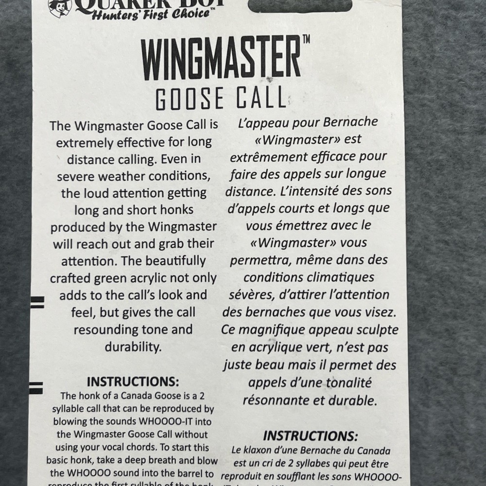 Quaker Boy Wingmaster Goose Call - Green - Hunters First Choice - NIP