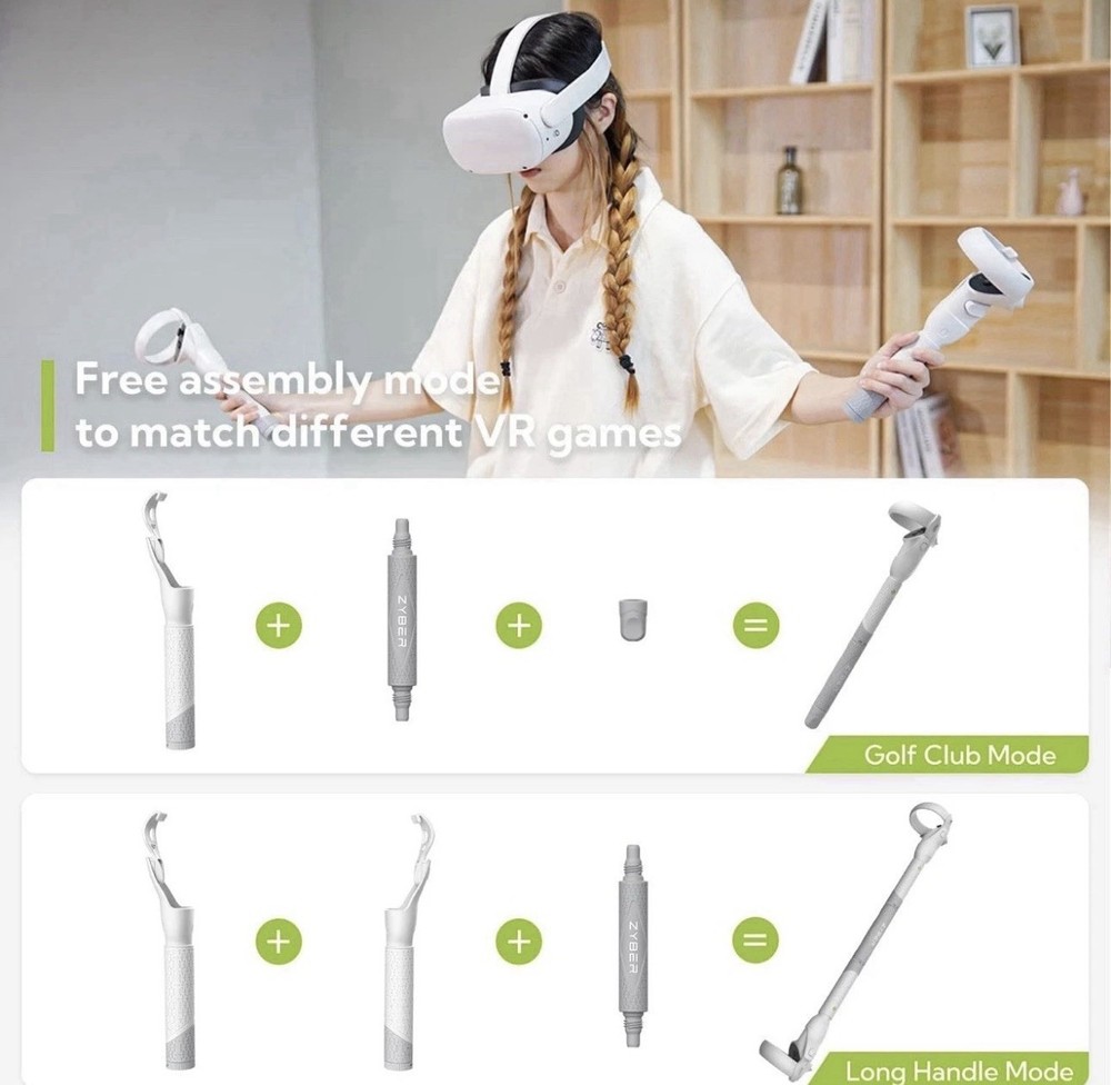 ZYBER Golf Club Attachment for Oculus Quest 2 Accessories, Controller Extender