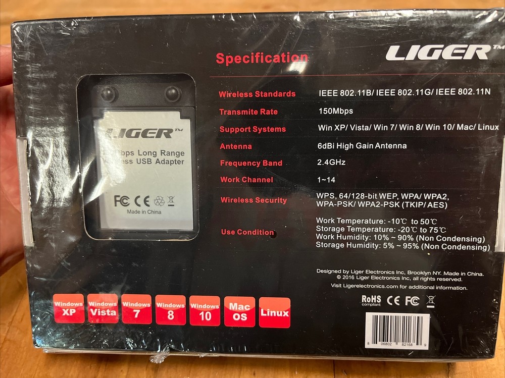NEW! Liger Wireless Adapter High-Speed USB WiFi Adapter