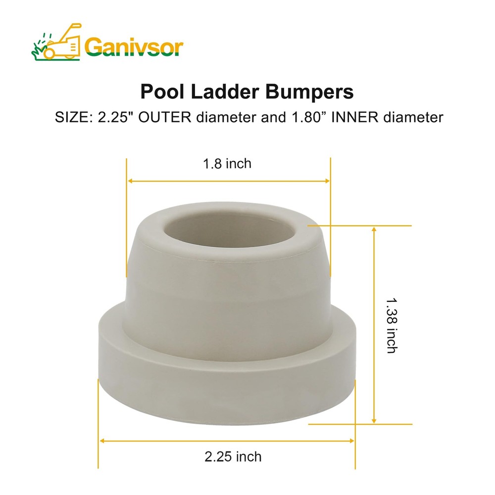 4/Pack Pool Ladder Bumpers White for Inground Pool - Replace Pool Ladder Rubb...