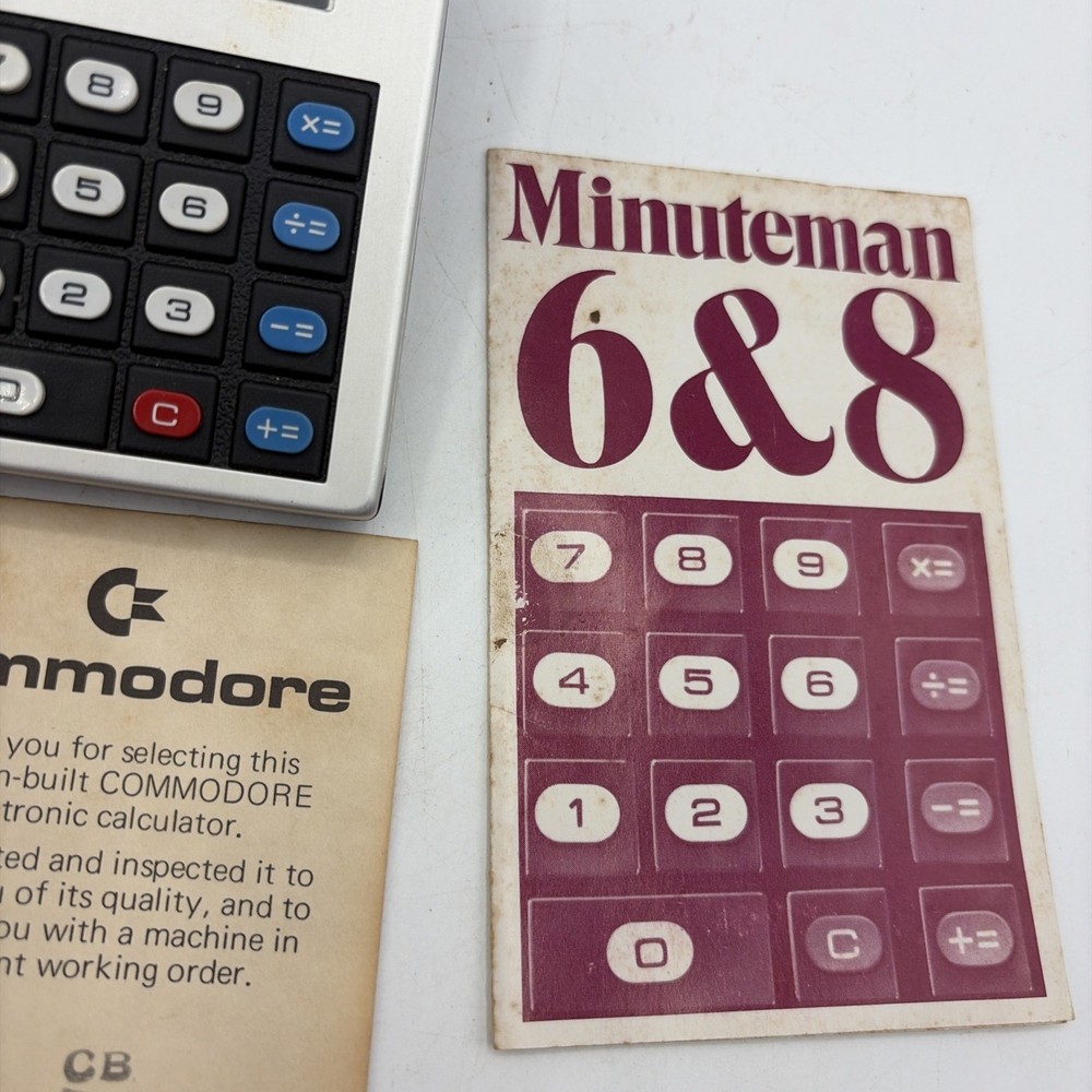 Commodore Minuteman 6 Calculator Set w/ Box - Works W/New Battery