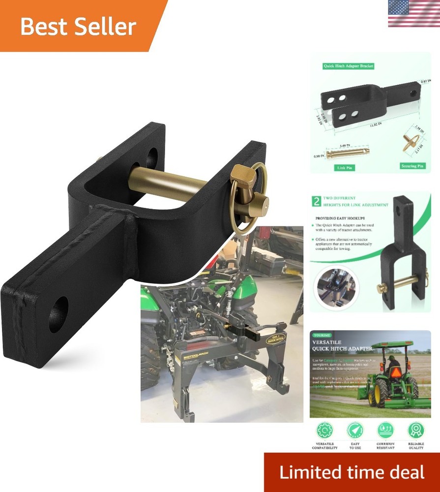 Quick Hitch Adapter with Adjustable Link Heights for Tractors - Durable