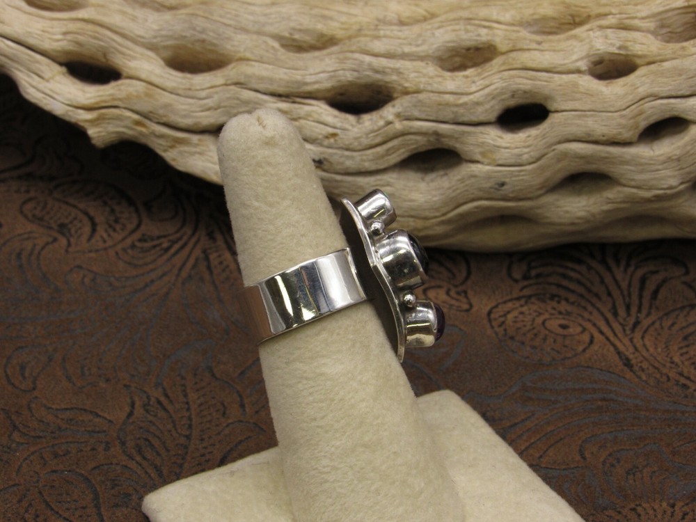 Adjustable Sterling Silver Multi Stone Ring Size 7+