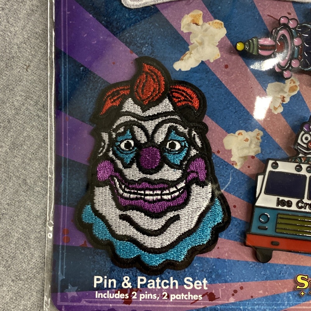 Killer Klowns From Outer Space Pin & Patch Set Spirit Halloween ( 4 Piece Set)