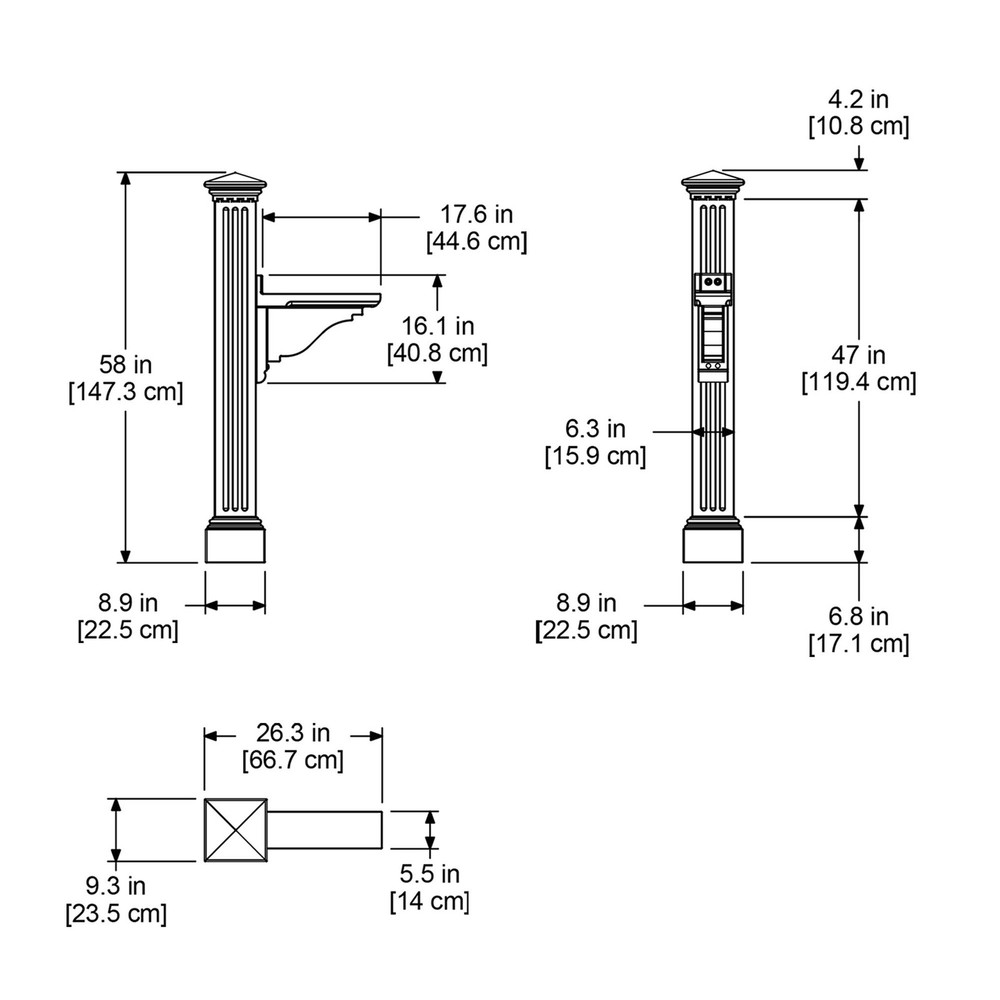 Mayne 5852-W White Manchester Mail Post