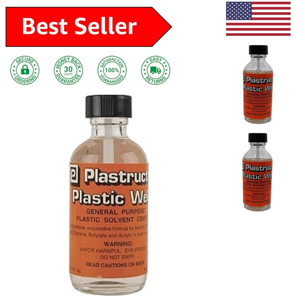 2oz Plastic Weld Solvent Cement - Fast-Setting Adhesive for All Plastic Types